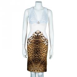 مملوكة مسبقًا Just Cavalli Leopard Pleated Detail Dress S