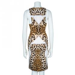 مملوكة مسبقًا Just Cavalli Leopard Pleated Detail Dress S