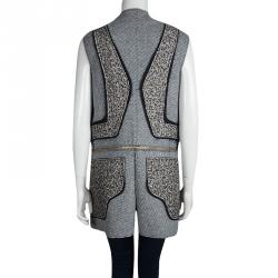 Pre Owned Just Cavalli Grey Textured Panel Zip Detail Sleeveless Vest M