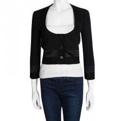 Pre Owned Just Cavalli Black Scoop Front Cropped Jacket M