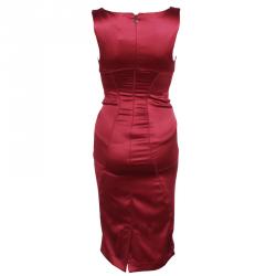 Pre Owned Just Cavalli Wine Red Pencil Dress S