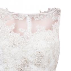 Justin Alexander Ivory Sleeveless Embellished Tulle Wedding Gown M