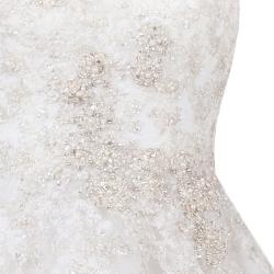 Justin Alexander Ivory Sleeveless Embellished Tulle Wedding Gown M