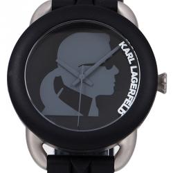 Pre Owned Karl Lagerfeld Black Stainless Steel KL2213 Unisex Wristwatch 40MM