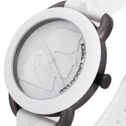 Pre Owned Karl Lagerfeld White Stainless Steel KL2214 Women's Wristwatch 40MM
