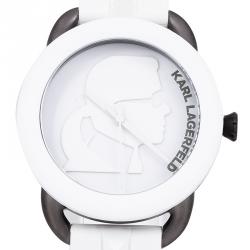 Pre Owned Karl Lagerfeld White Stainless Steel KL2214 Women's Wristwatch 40MM