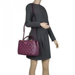 Pre Owned Kate Spade Red Plum Leather Small Astor Court Loden Top Handle Bag