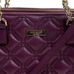 Pre Owned Kate Spade Red Plum Leather Small Astor Court Loden Top Handle Bag