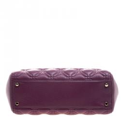 Pre Owned Kate Spade Red Plum Leather Small Astor Court Loden Top Handle Bag