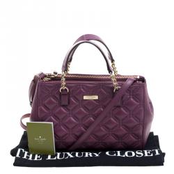 Pre Owned Kate Spade Red Plum Leather Small Astor Court Loden Top Handle Bag