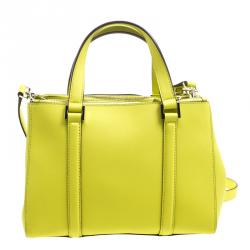 Pre Owned Kate Spade Yellow Leather Small Newberry Lane Loden Top Handle Bag