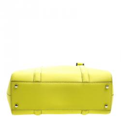 Pre Owned Kate Spade Yellow Leather Small Newberry Lane Loden Top Handle Bag