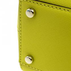 Pre Owned Kate Spade Yellow Leather Small Newberry Lane Loden Top Handle Bag