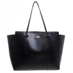 Pre Owned Kate Spade Black Leather Large Arbour Hill Elodie Shopping Tote