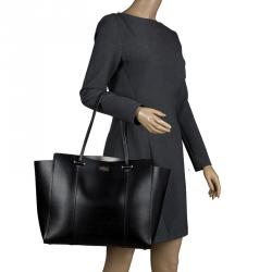 Pre Owned Kate Spade Black Leather Large Arbour Hill Elodie Shopping Tote