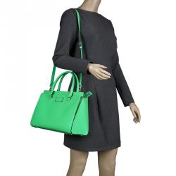 Pre Owned Kate Spade Light Green Leather Wellesley Satchel