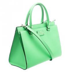Pre Owned Kate Spade Light Green Leather Wellesley Satchel