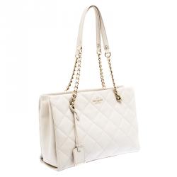 Pre Owned Kate Spade Off White Quilted Leather Emerson Place Phoebe Tote