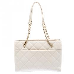 Pre Owned Kate Spade Off White Quilted Leather Emerson Place Phoebe Tote