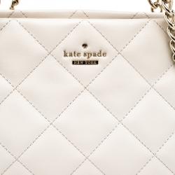 Pre Owned Kate Spade Off White Quilted Leather Emerson Place Phoebe Tote