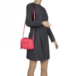 Pre Owned Kate Spade Pink Perforated Leather Perri Lane Looloo Crossbody Bag