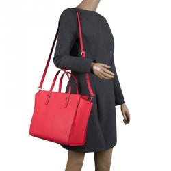 Pre Owned Kate Spade Red Leather Cedar Street Hayden Tote