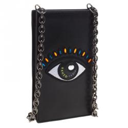 Pre Owned Kenzo Black Leather Phone Bag