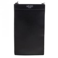 Pre Owned Kenzo Black Leather Phone Bag