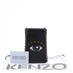 Pre Owned Kenzo Black Leather Phone Bag