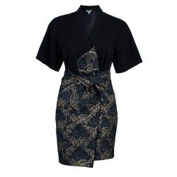 Pre Owned Kenzo Black Brocade Dress S