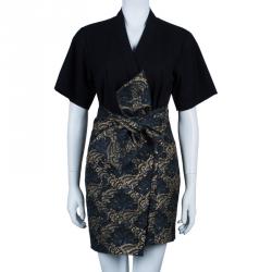 Pre Owned Kenzo Black Brocade Dress S