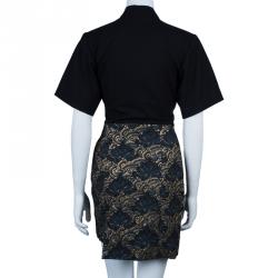 Pre Owned Kenzo Black Brocade Dress S