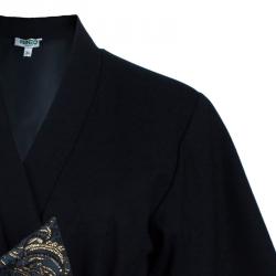 Pre Owned Kenzo Black Brocade Dress S