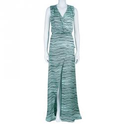 Pre Owned Kenzo Brush Striped Silk Maxi Dress M