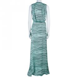 Pre Owned Kenzo Brush Striped Silk Maxi Dress M