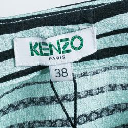 Pre Owned Kenzo Brush Striped Silk Maxi Dress M