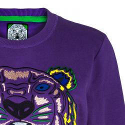 Pre Owned Kenzo Purple Tiger Embroidered Sweater L