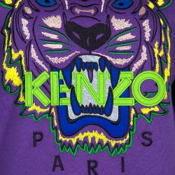 Pre Owned Kenzo Purple Tiger Embroidered Sweater L