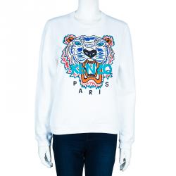مملوكة مسبقًا Kenzo White Tiger Embroidered Sweater L