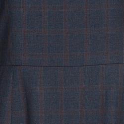 Pre Owned Kenzo Plaid Wool Sheath Dress L