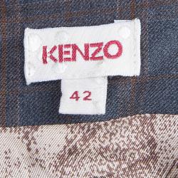 Pre Owned Kenzo Plaid Wool Sheath Dress L
