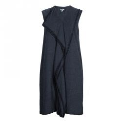 Pre Owned فستان كينزو تويل رصاصي بخياطة مزينة مقاس M