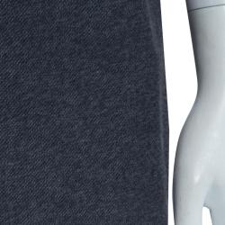 Pre Owned فستان كينزو تويل رصاصي بخياطة مزينة مقاس M