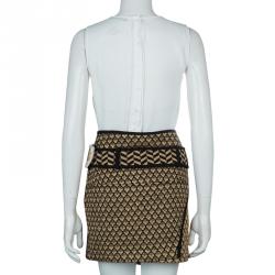 مملوكة مسبقًا Kenzo Gold and Black Jacquard Lurex Knit Wraparound Skirt L