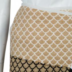 مملوكة مسبقًا Kenzo Gold and Black Jacquard Lurex Knit Wraparound Skirt L