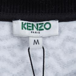 Pre Owned Kenzo Monochrome Printed Cotton Knit Logo Sweatshirt M