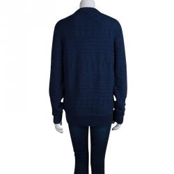 Pre Owned Kenzo Cobalt Blue Silicone Print Knit Sweater M