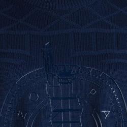 Pre Owned Kenzo Cobalt Blue Silicone Print Knit Sweater M