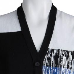 Pre Owned Kenzo Colorblock Abstract Print Button Front Cardigan M