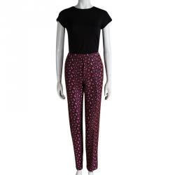 Pre Owned Kenzo Red Leopard Skin Jacquard Skinny Trousers L